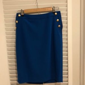 Royal blue pencil skirt with button detail